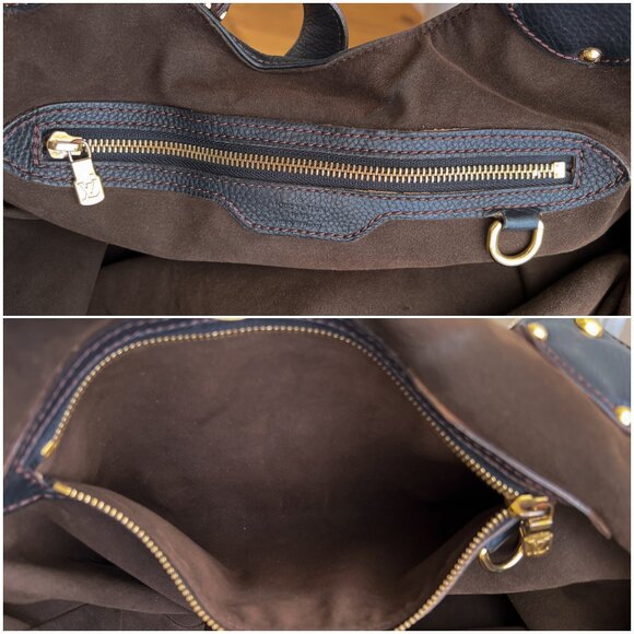 Authentic Louis Vuitton Mahina hobo L Leather monogram dark blue bag B0905 - Picture 14 of 16